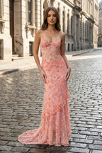 Ulyssa pink front view prom dress