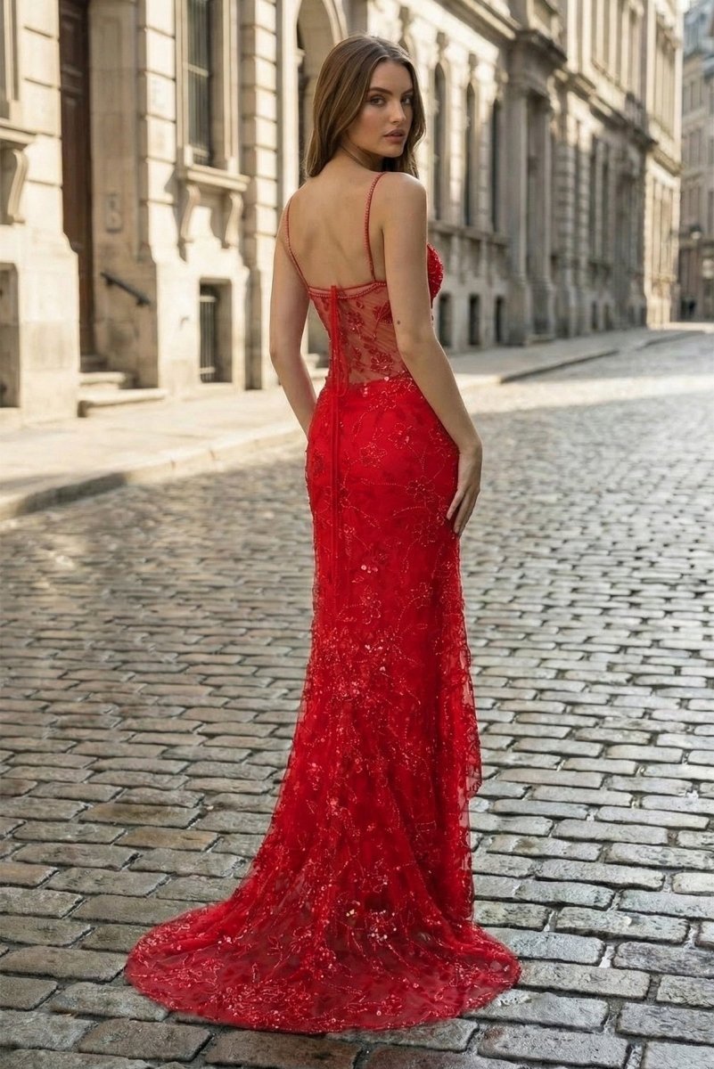 Ursula Eve Red back view prom dress
