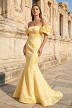 Aurelia Rose Yellow front view prom dress