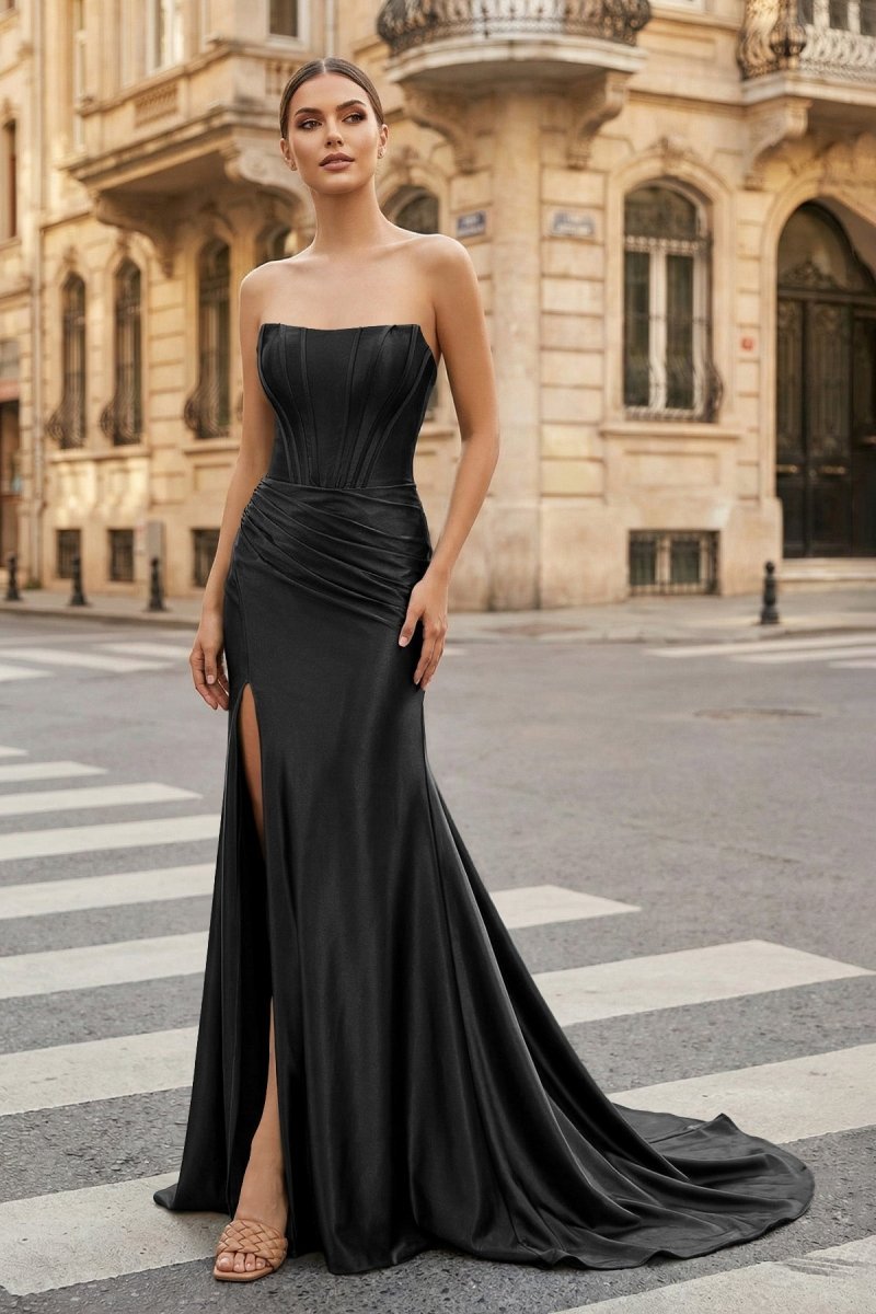 Sapphira Lane Black front view prom dress