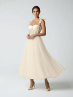 Aurelia Pearl Champagne front view wedding dress
