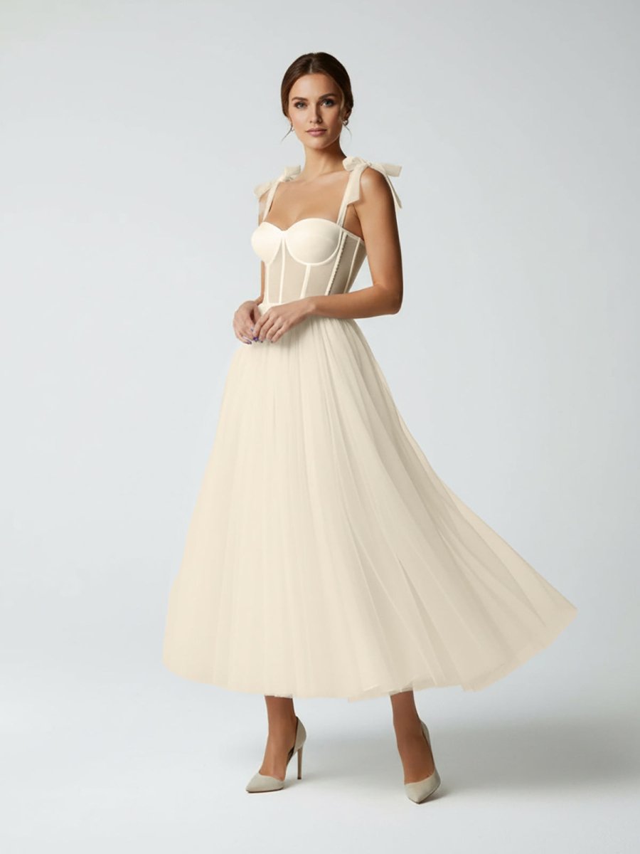 Aurelia Pearl Champagne front view wedding dress