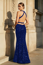 Zuleika Royal Blue back view prom dress