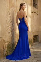 Daria Wren Royal Blue back view prom dress