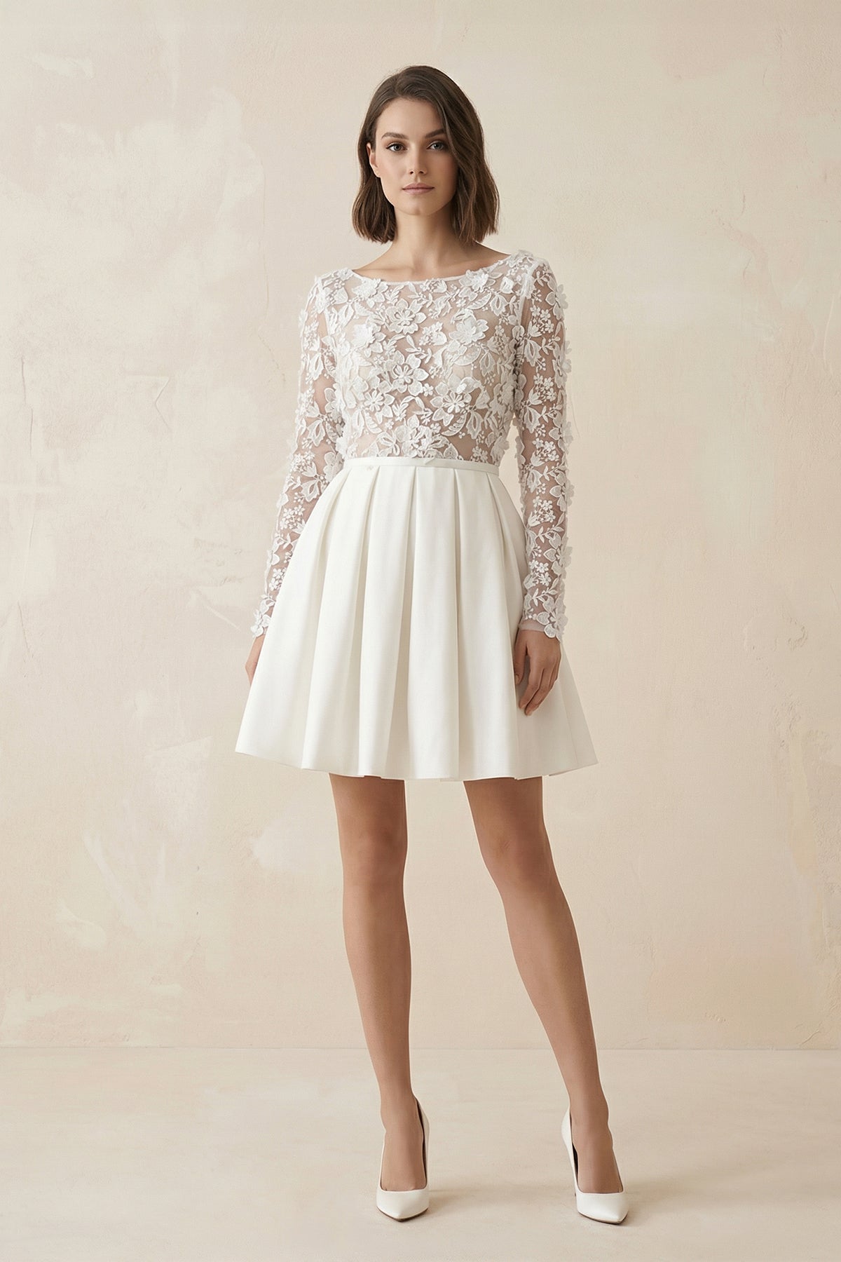 Clarisse Iris Diamond White front view wedding dress