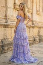 Petronella lavender back view prom dress