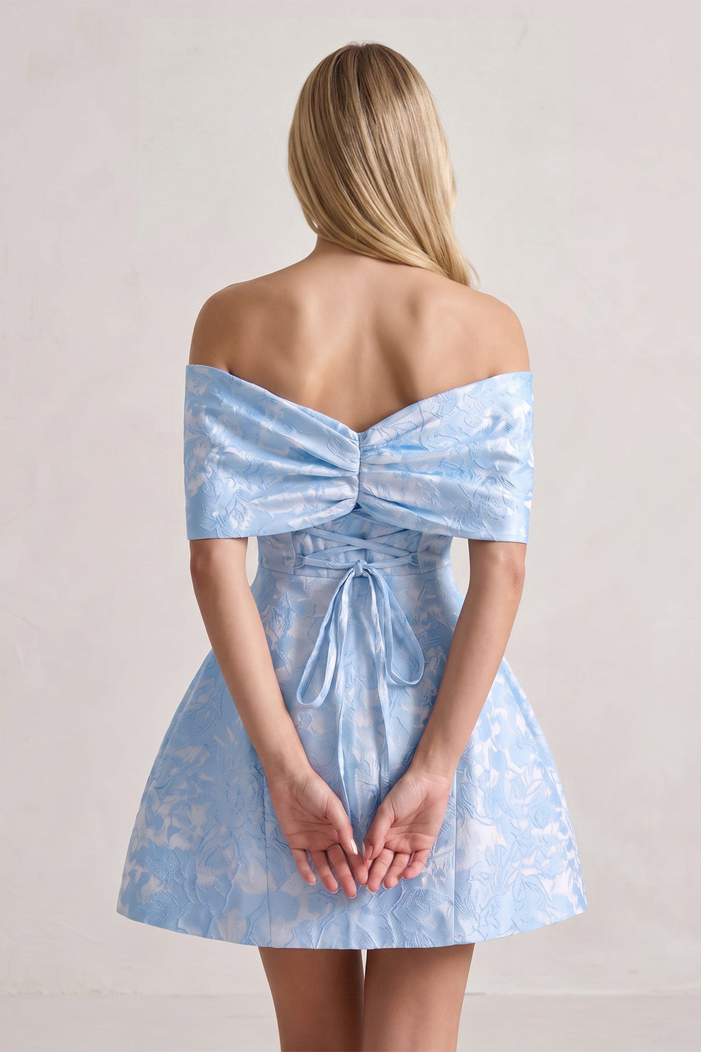 Rhoswen Sky Blue back view homecoming dress