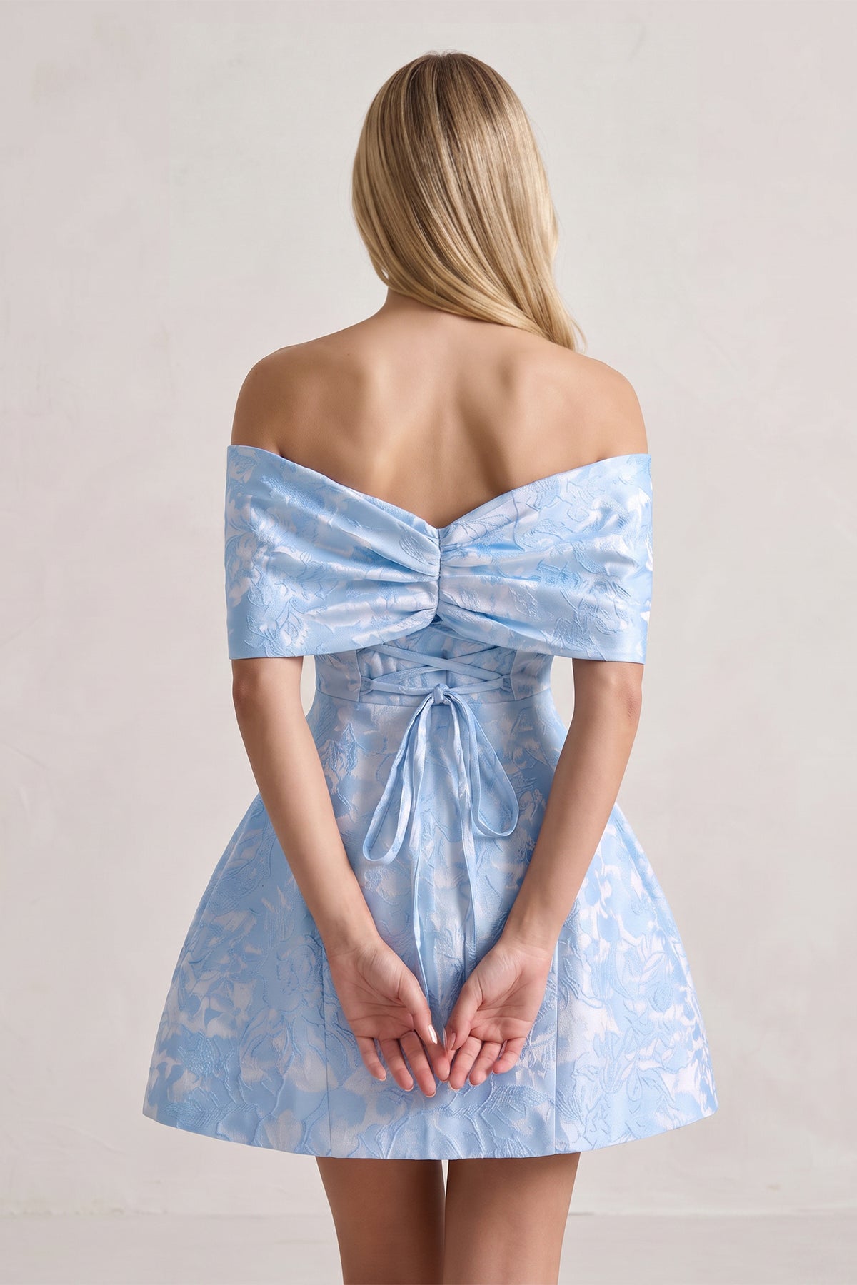 Rhoswen Sky Blue back view homecoming dress