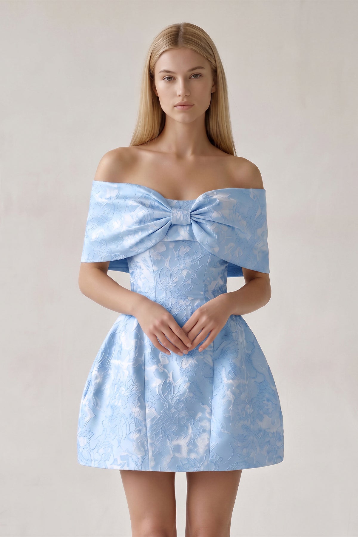 Rhoswen Sky Blue front view homecoming dress