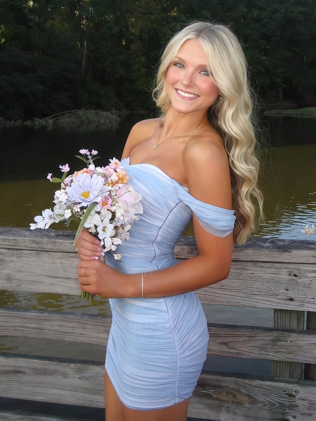 Pink Off The Shoulder Tulle Short Homecoming Dresses