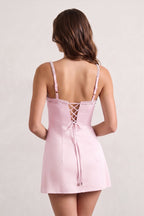 Sky Blue Spaghetti Straps Satin Sheath Homecoming Dress With Rhinestones