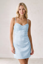 Belladonna Sky Blue side view homecoming dress