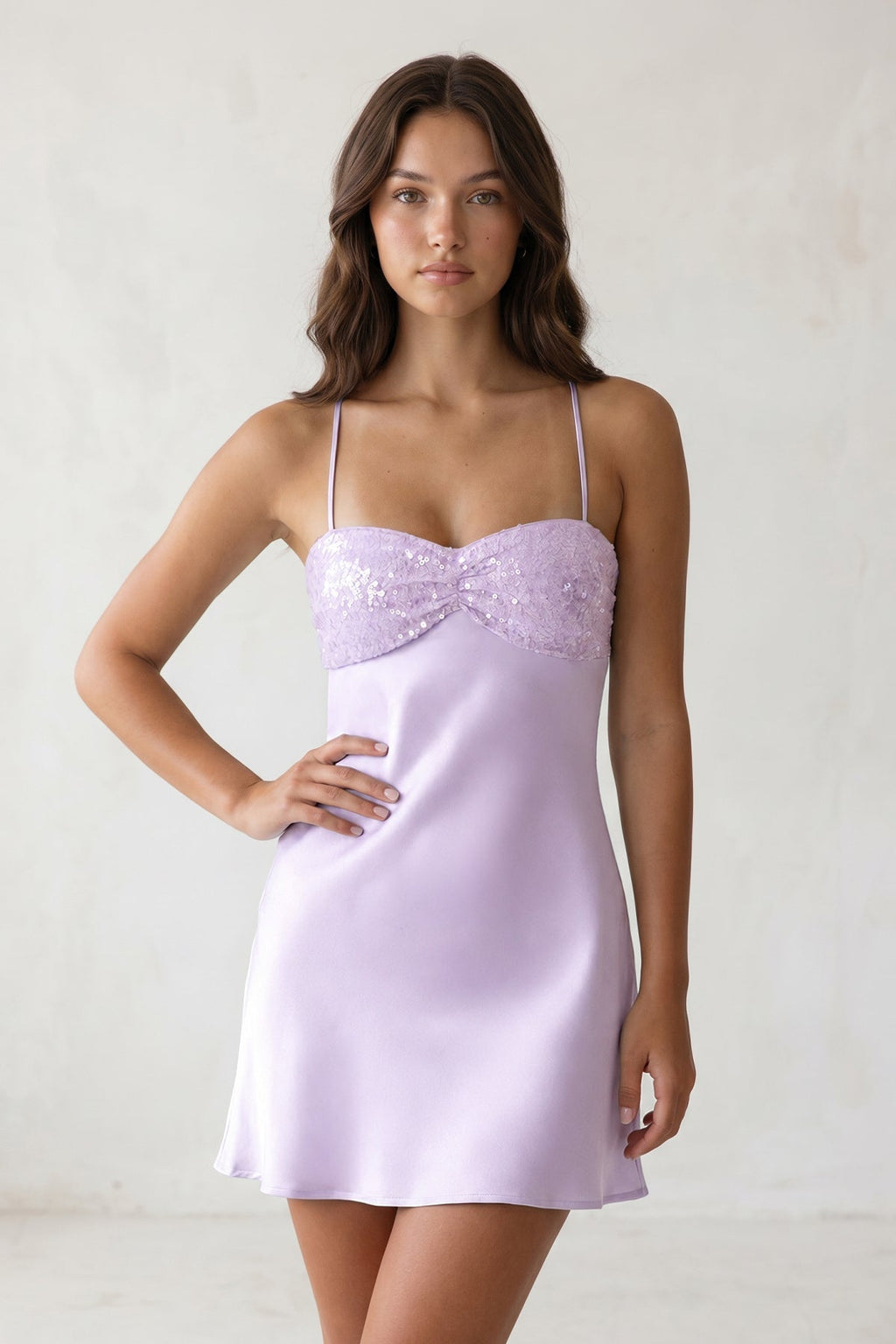 Sky Blue Spaghetti Straps Sheath Satin Homecoming Dress With Sequins
