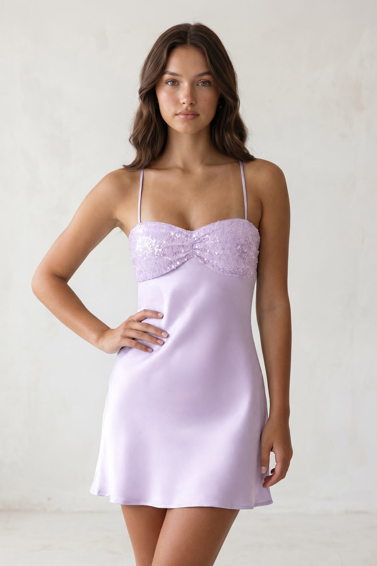Sky Blue Spaghetti Straps Sheath Satin Homecoming Dress With Sequins