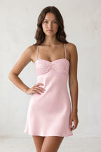 Sky Blue Spaghetti Straps Sheath Satin Homecoming Dress With Sequins