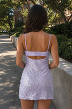 Bellina Lavender back view homecoming dress