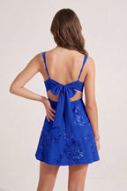 Sky Blue Square Neck Embroidered Flower Lace A-Line Homecoming Dress