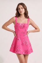 Sky Blue Square Neck Embroidered Flower Lace A-Line Homecoming Dress