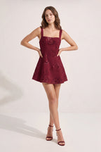 Sky Blue Square Neck Embroidered Flower Lace A-Line Homecoming Dress
