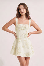 Sky Blue Square Neck Embroidered Flower Lace A-Line Homecoming Dress