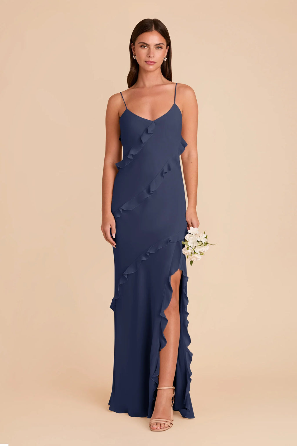 Vivienne Slate Blue front view bridesmaid dress