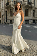 Quintessa Mae Ivory front view prom dress