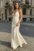 Quintessa Mae Ivory front view prom dress