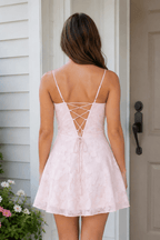 Jordana Pink back view homecoming dress