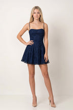 Jordana Navy Blue detail 2 homecoming dress