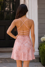 Spaghetti Straps A-Line Embroidered Tulle Homecoming Dress