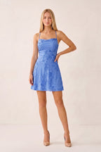 Spaghetti Straps A-Line Embroidered Tulle Homecoming Dress