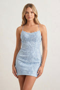 Sheath Spaghetti Straps Lace Short Homecoming Dresses