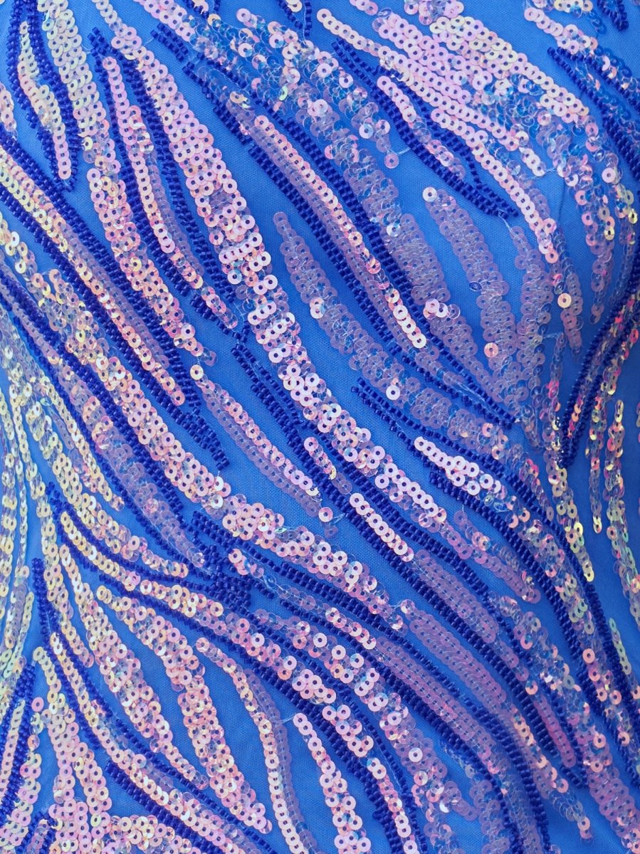 Sparkly Blue One Shoulder Sequins Mini Party Dresses with Fringes