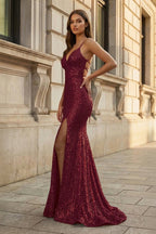 Isadora Fern Burgundy front view prom dress