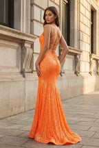 Isadora Fern Orange back view prom dress
