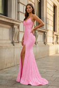 Rowena Pink front view evening dress