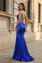 Isadora Fern Royal Blue back view prom dress