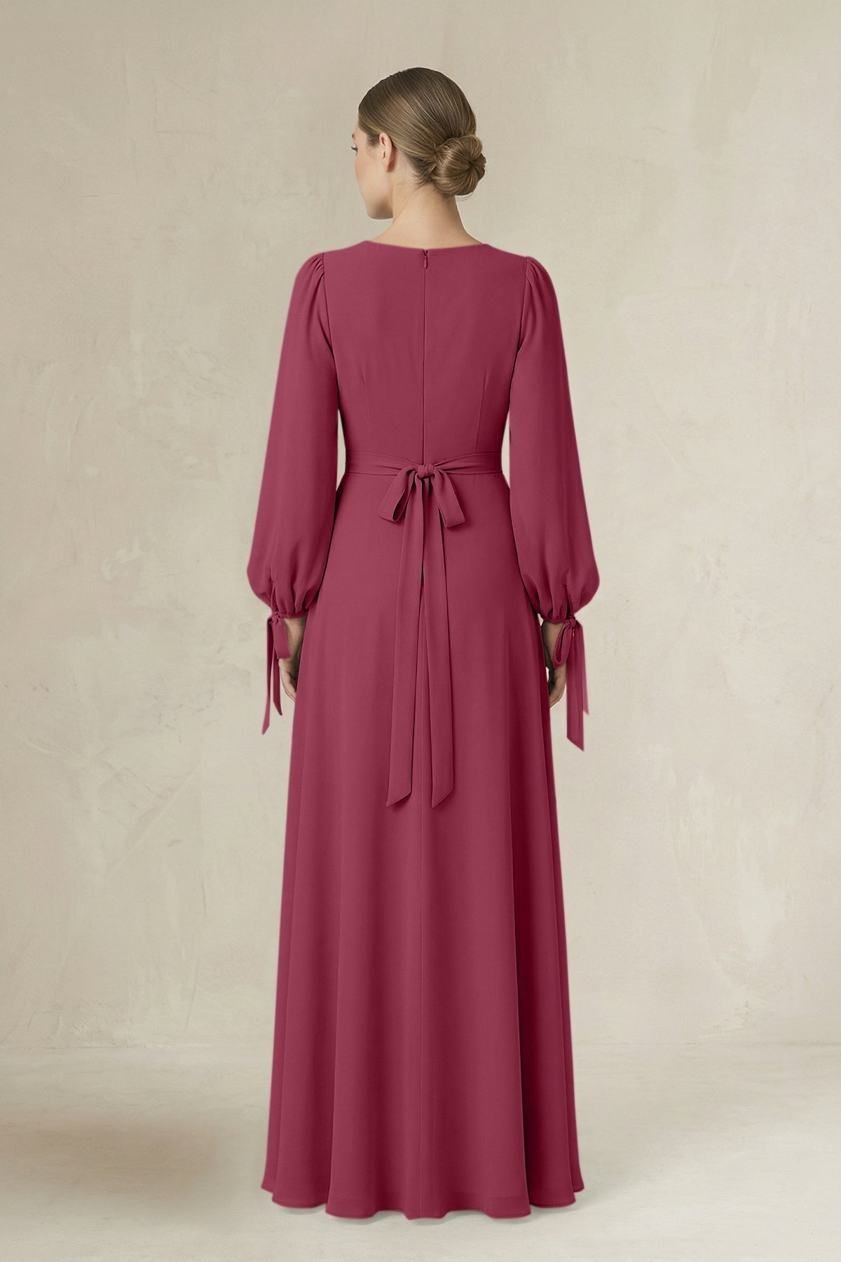Rose Pink Chiffon A-Line Bridesmaid Dress with Square Neck Neckline