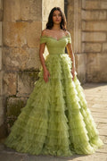 Oona Fleur Hunter Green front view prom dress