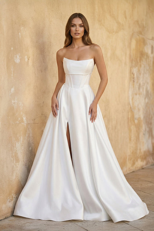 Aurelia Maris Diamond White front view wedding dress