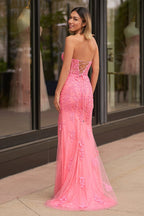 Lilac Tulle Mermaid Evening Dress with Sweetheart Neckline and Slit