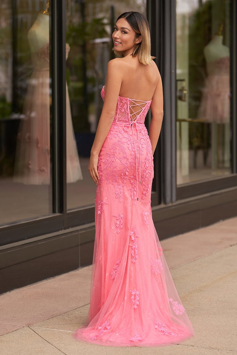 Lilac Tulle Mermaid Evening Dress with Sweetheart Neckline and Slit