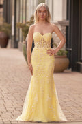 Lysandra Yellow front view evening dress