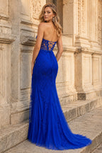 Lilac Tulle Mermaid Evening Dress with Sweetheart Neckline and Slit