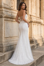 Lilac Tulle Mermaid Evening Dress with Sweetheart Neckline and Slit