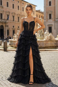 Clarisse Rose Black front view prom dress