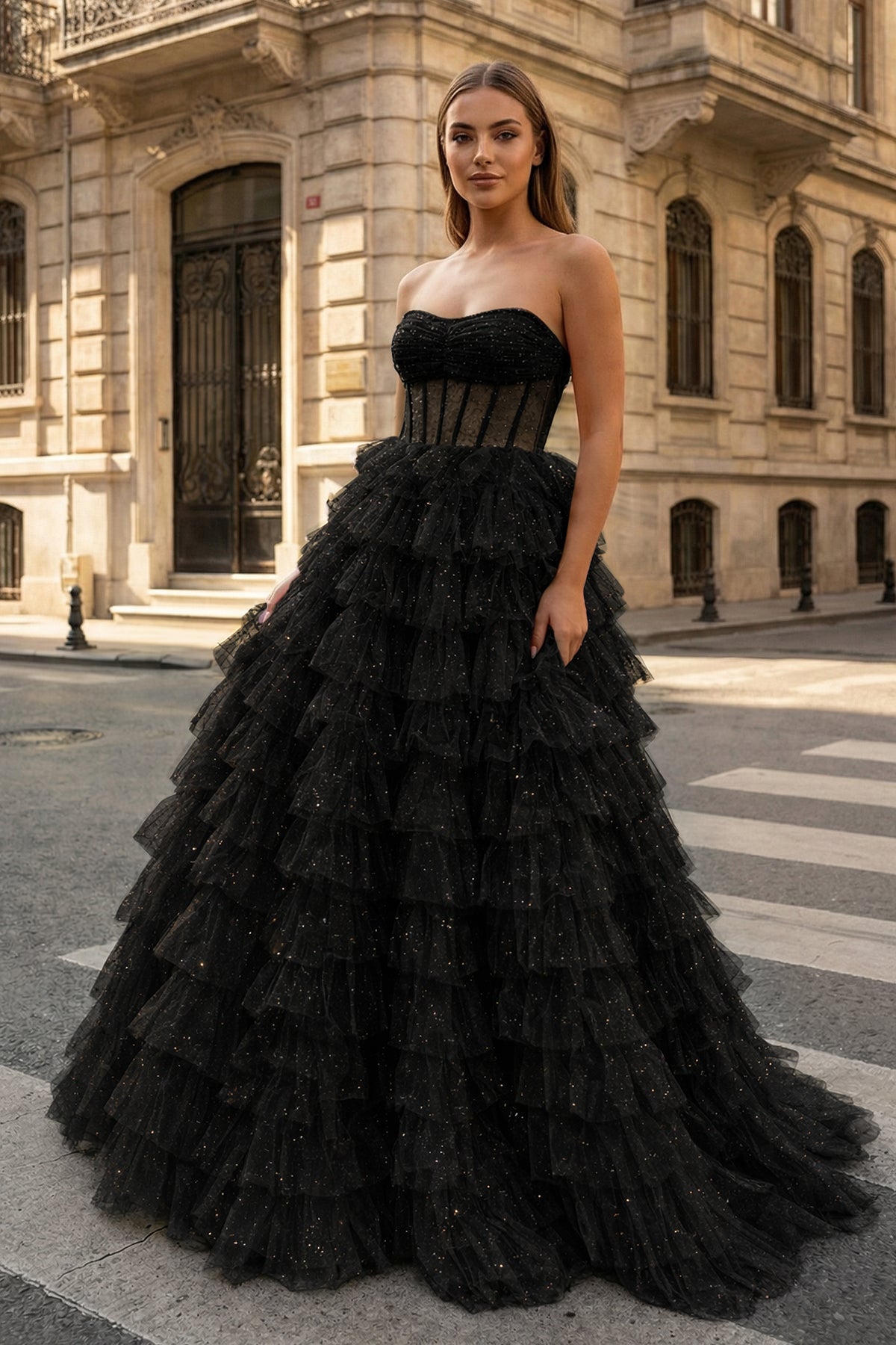 Bellamy Mae Black front view prom dress