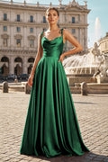 Kaia Hunter Green front view prom dress