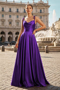 Blush Satin A-Line Bridesmaid Dress with Spaghetti Straps Neckline