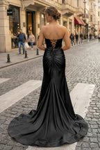 Minerva Fern Black back view prom dress